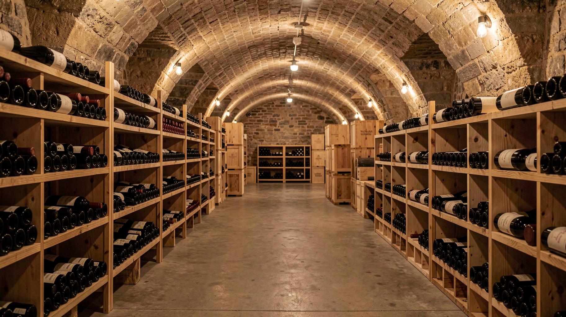 Bouteilles de Bordeaux dans une cave de collection