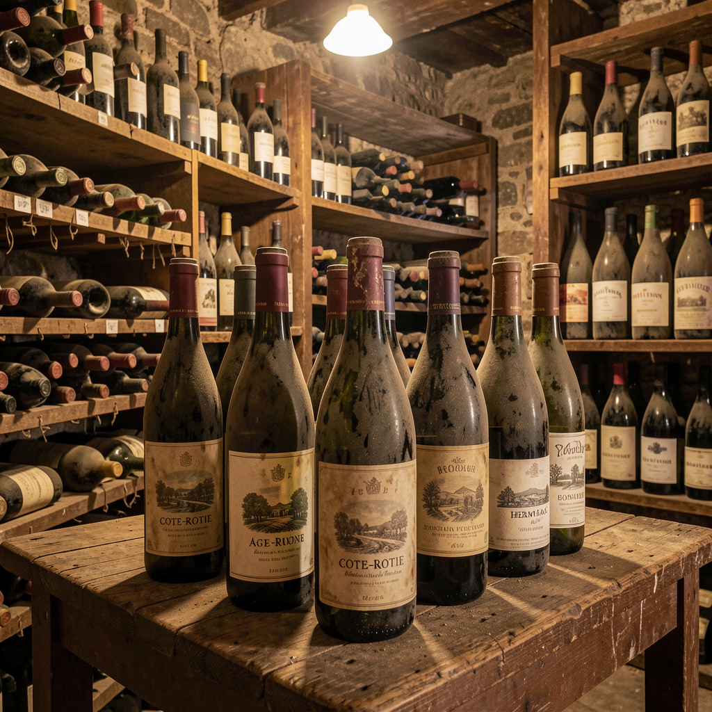 Vendre vin Rhône : carré 2 Collection de vins du Rhône anciens