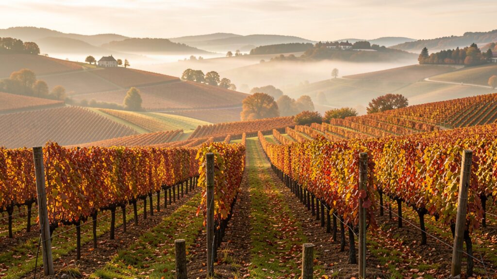 Vignoble de pinot noir en Bourgogne avec ses coteaux calcaires