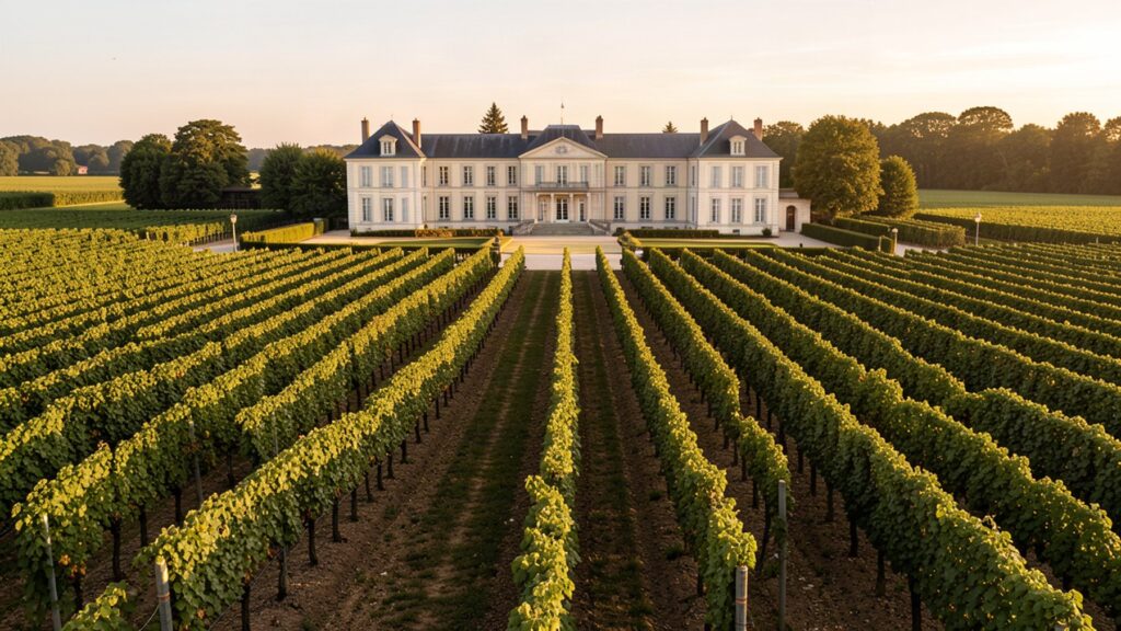 Vignoble de Château Haut-Brion à Pessac-Léognan au coucher du soleil