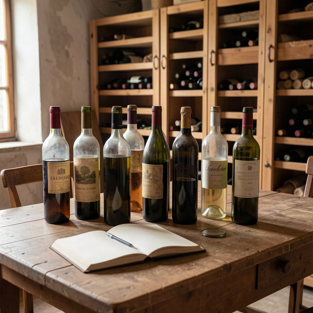 Inventaire d’une cave héritée avec bouteilles de vin rangées