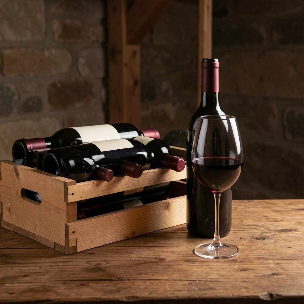 Listrac-Médoc : terroir, styles et cote de ses vins 1 Bouteilles bordelaises et verre de vin rouge dans une cave, illustration photographique