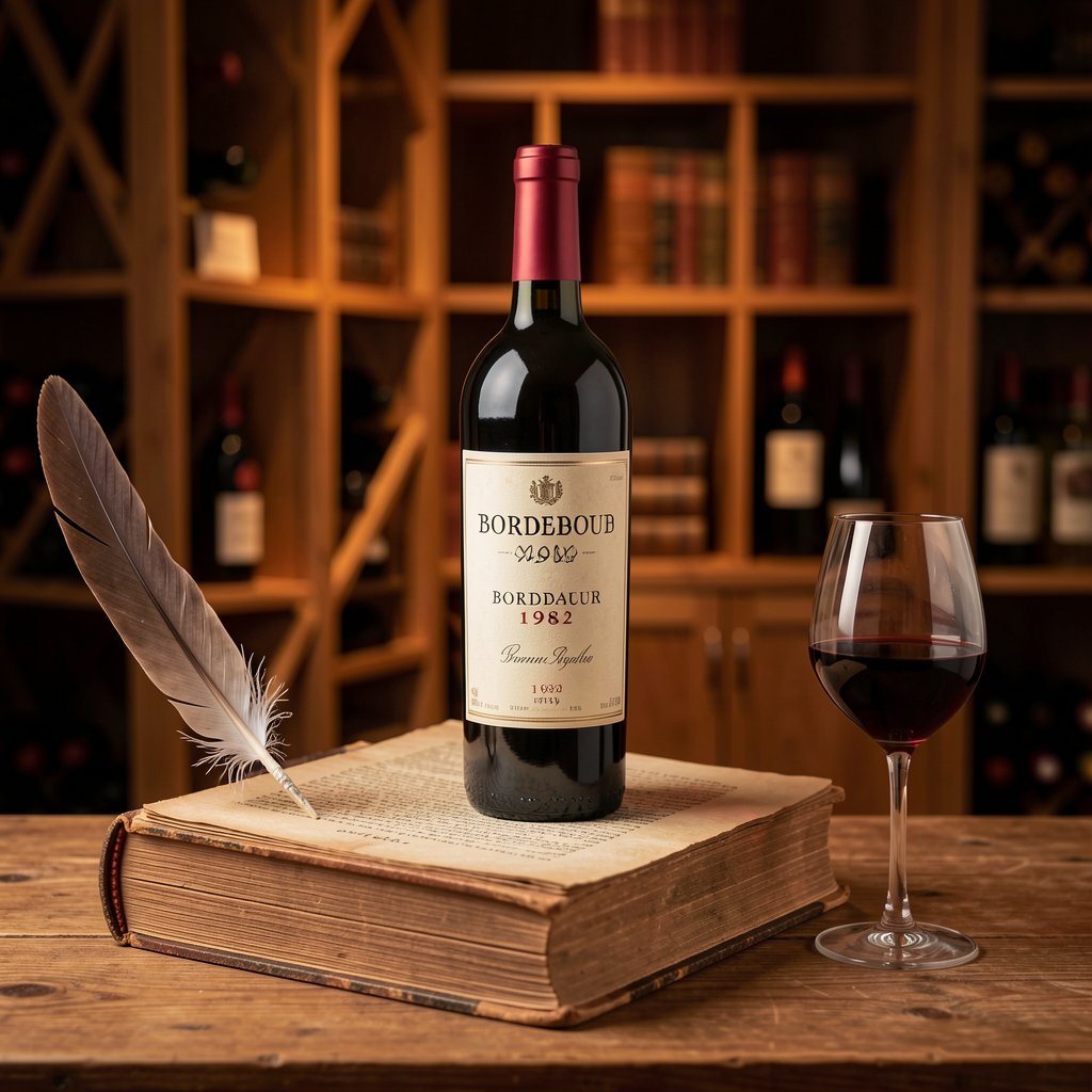 Bouteille millésime 1982 et livre de cave