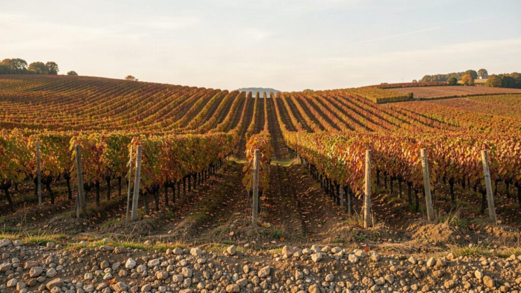 Illustration photographique de vignes et de sols de graves dans le Médoc