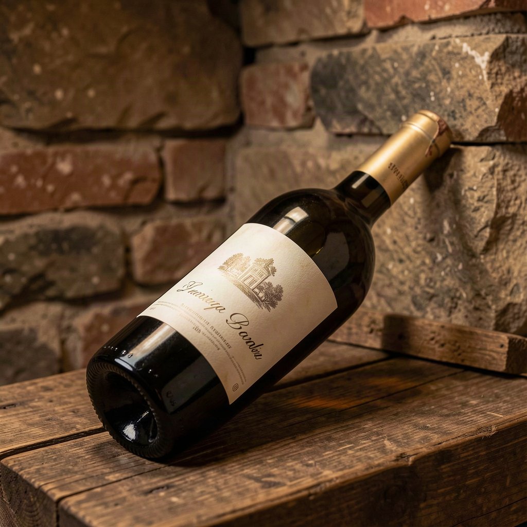 Reconnaître une bouteille arrivée à maturité 1 Bouteille de vin mature couchée dans une cave
